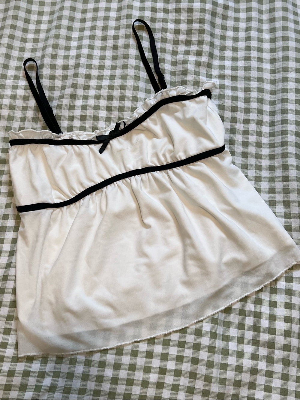 SHEIN White Crop Cami with Black Trim